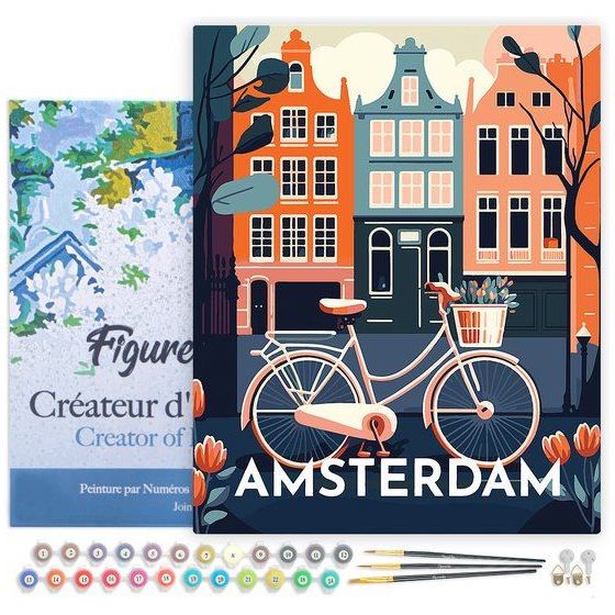 Peinture par Numéro  affiche vintage tendue sur châssis 40x50 – Amsterdam