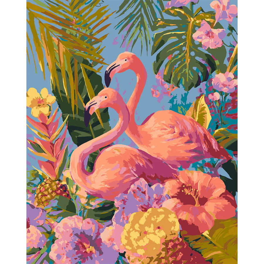 Peinture par Numéro  40x50 – Flamants roses jumeaux