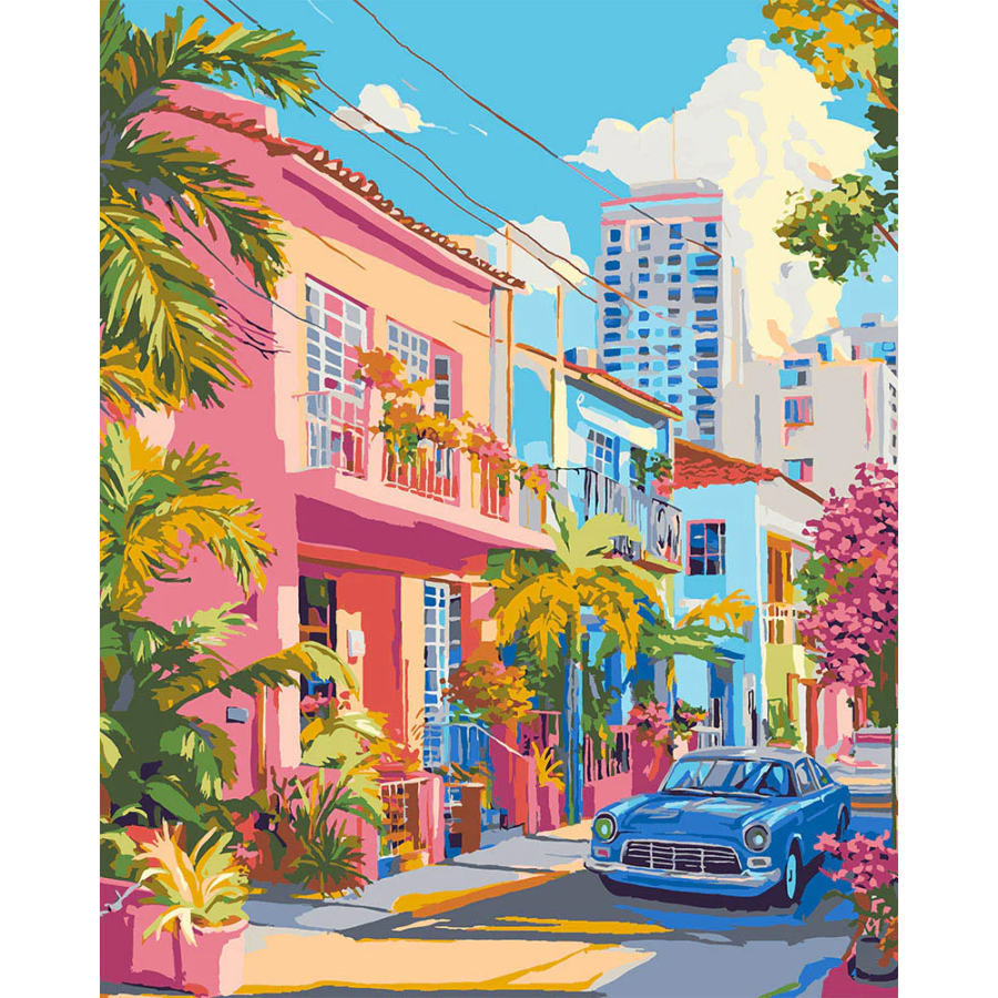 Peinture par Numéro  40x50 tendue sur châssis – Rue Colorée