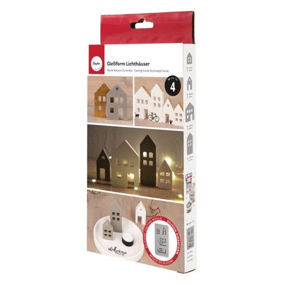 Moule silicone Maisons illuminées – 4 moules