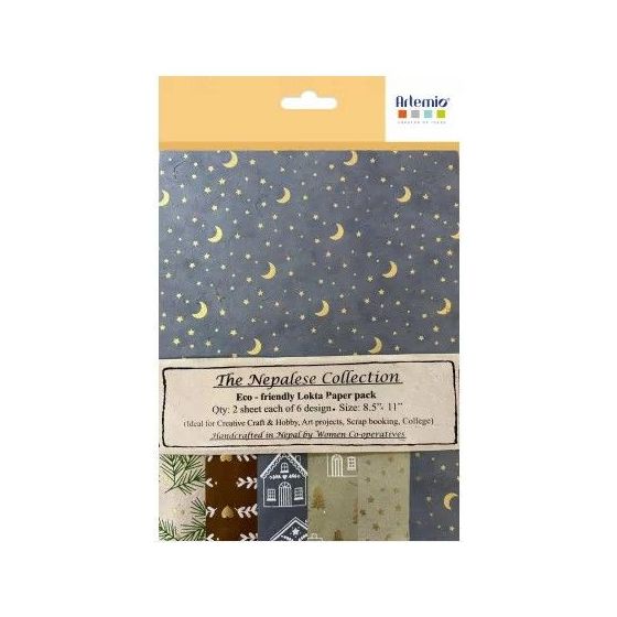 Assortiment de 12 papiers népalais Lokta 28 x 21,5 cm – Home For Christmas