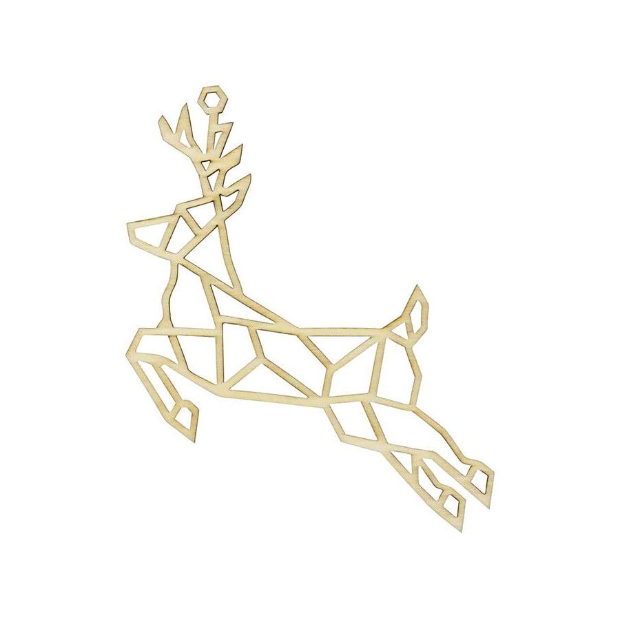Suspension de Noël en bois Cerf esprit origami 14 cm
