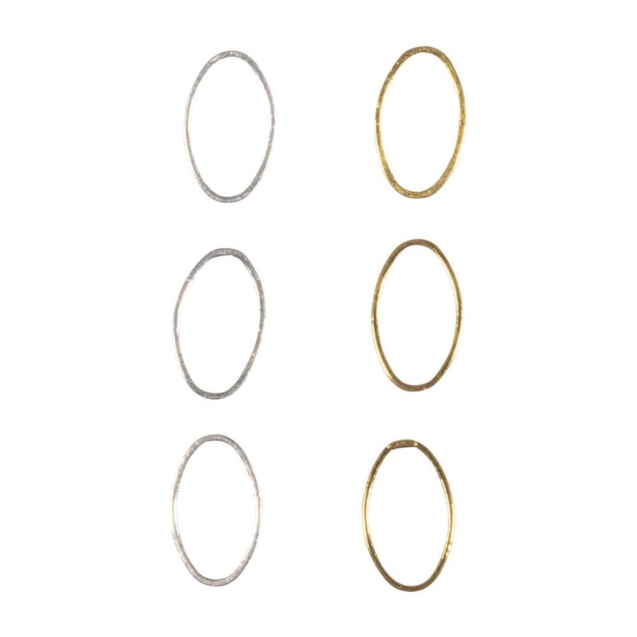 Ornements ovales Best Friends 6 x 10 mm (3 dorés + 3 argentés) - Lot de 6