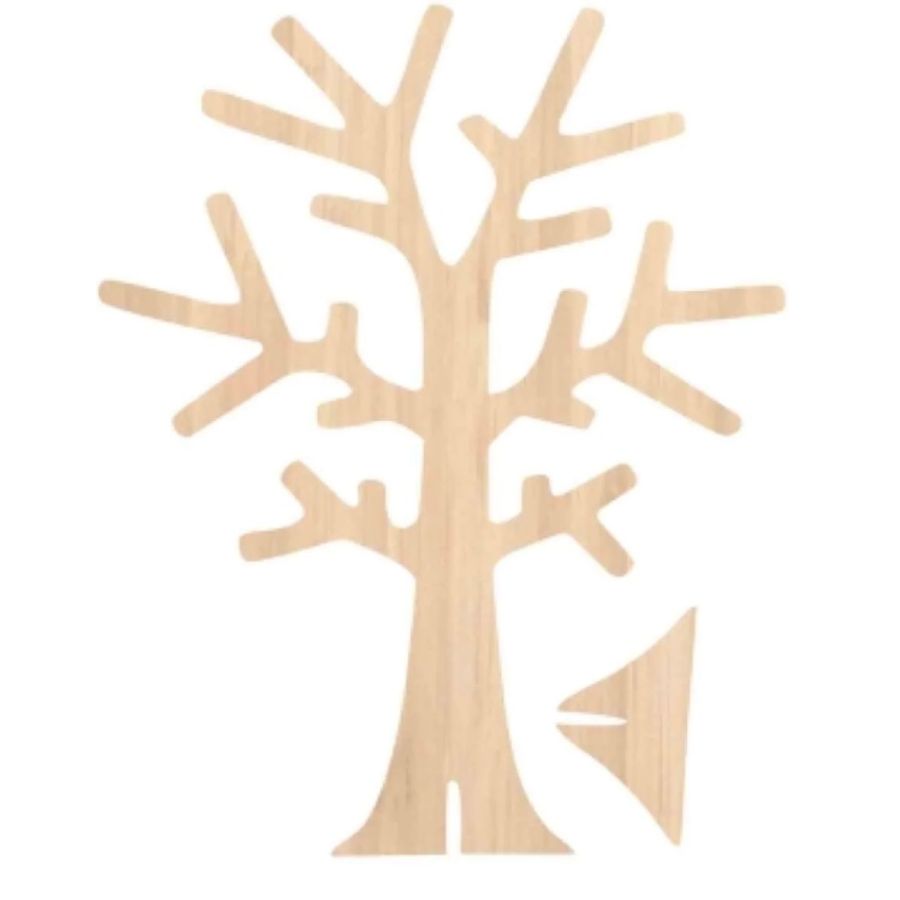 Support à bijoux Arbre en bois à décorer 22 x 18 x 0, 3 cm (porte-bagues)