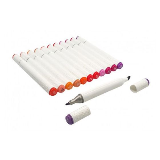 Feutres à alcool CTOP - Double pointe - 12 couleurs rose/orange (boîte rigide)