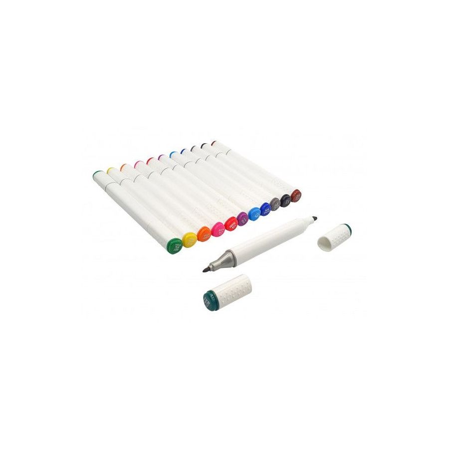 Feutres à alcool CTOP - Double pointe - 12 couleurs vives (boîte rigide)