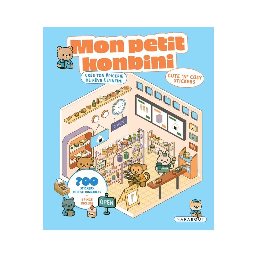 Cute ’n’ Cosy Stickers - Mon petit konbini (700 stickers repositionnables) - 6 scènes