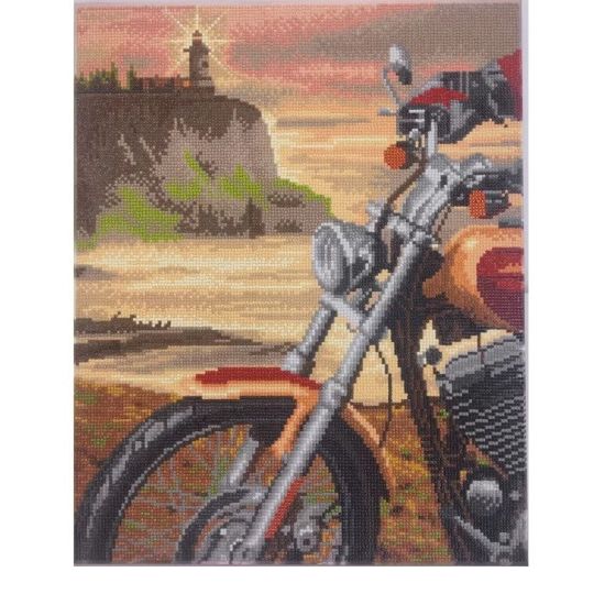CRYSTAL ART Kit tableau broderie diamant - Moto (40 x 50 cm) - Sur cadre