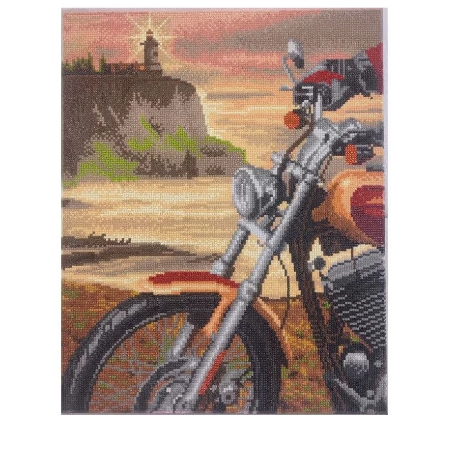 CRYSTAL ART Kit tableau broderie diamant - Moto (40 x 50 cm) - Sur cadre