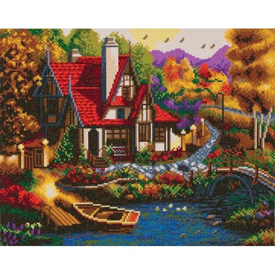 Crystal Art - Kit tableau broderie diamant Cottage (40 x 50 cm) - 100% à diamanter