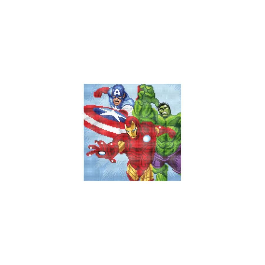 MARVEL Super-héros - Kit tableau broderie diamant CRYSTAL ART (30 x 30 cm) - Sur cadre