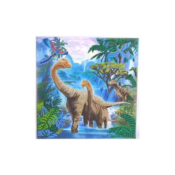 CRYSTAL ART Kit tableau broderie diamant Dinosaures (30 x 30 cm) - Sur châssis