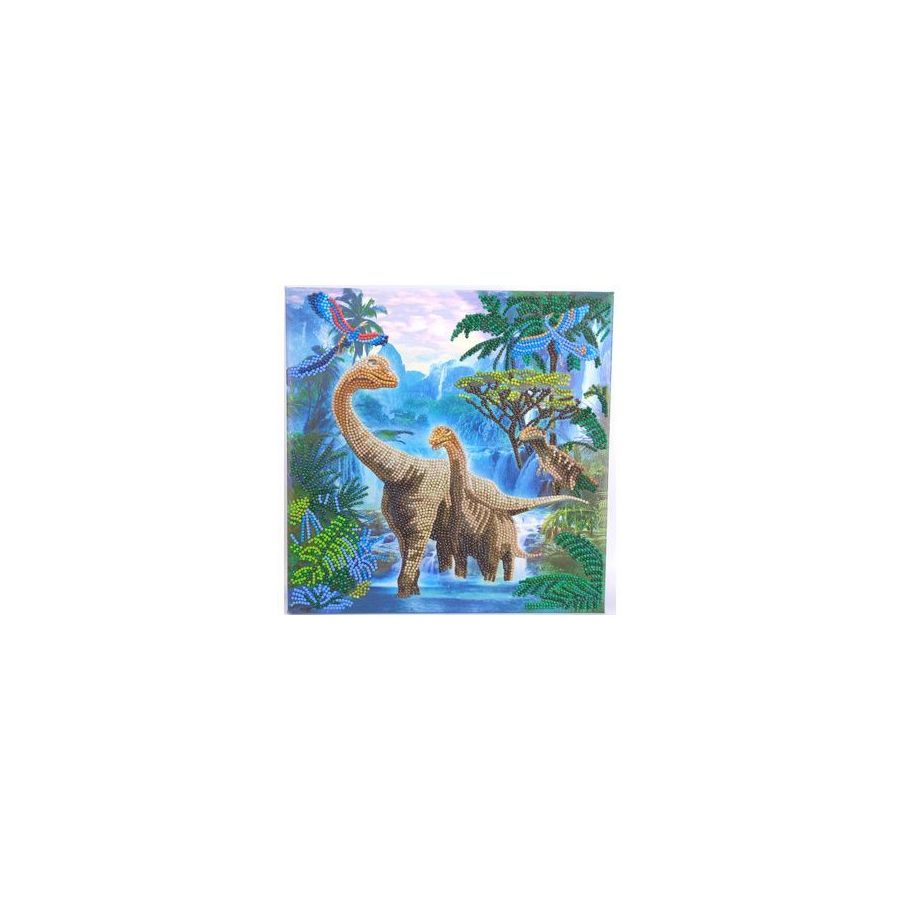 CRYSTAL ART Kit tableau broderie diamant Dinosaures (30 x 30 cm) - Sur châssis