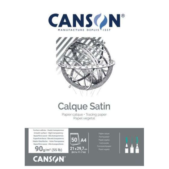 CANSON Bloc papier calque satin, A4, 90 g/m2