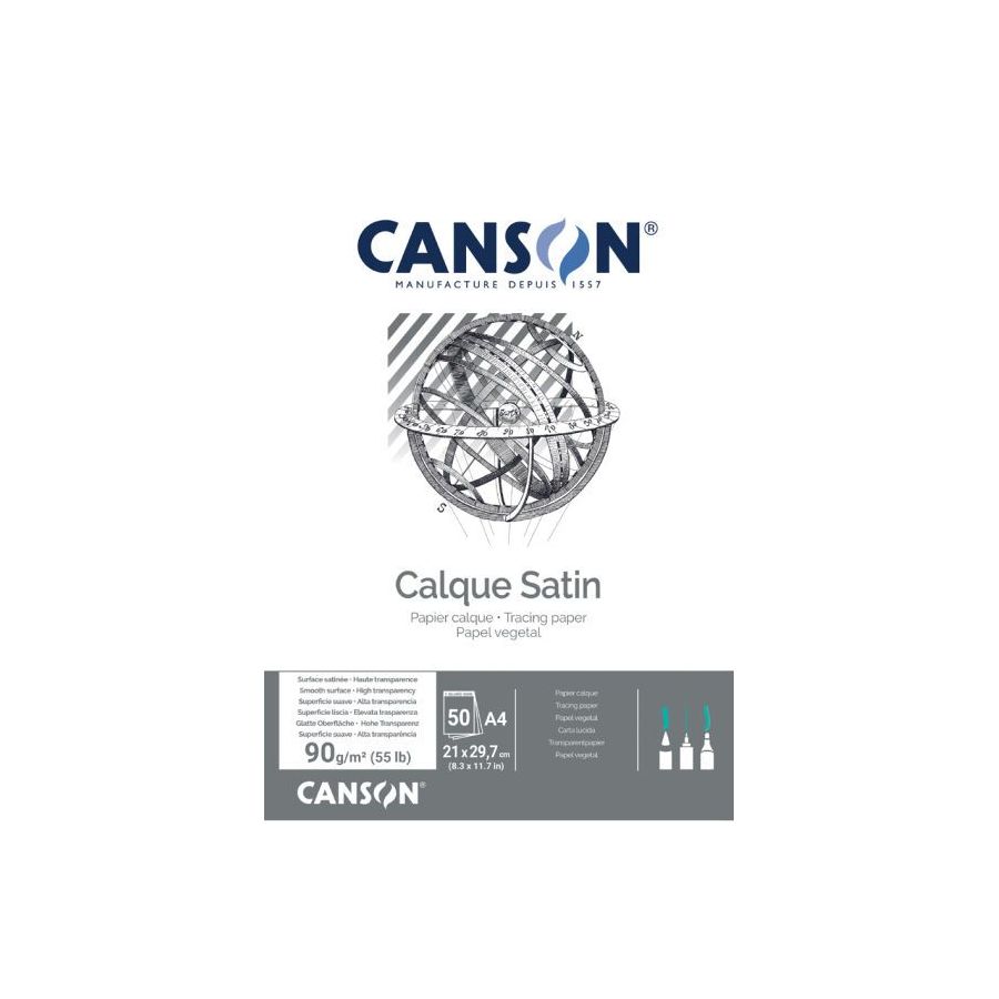 CANSON Bloc papier calque satin, A4, 90 g/m2
