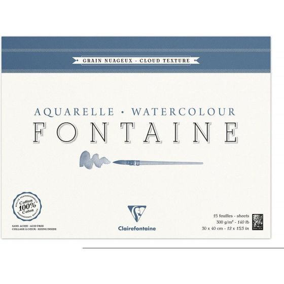 Bloc Aquarelle Fontaine Grain Nuageux - 30X40Cm - 300G - Clairefontaine