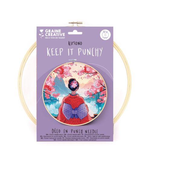 Kit deco punch needle « Keep it punchy » – Kimono Ø 25 cm (Graine Créative)