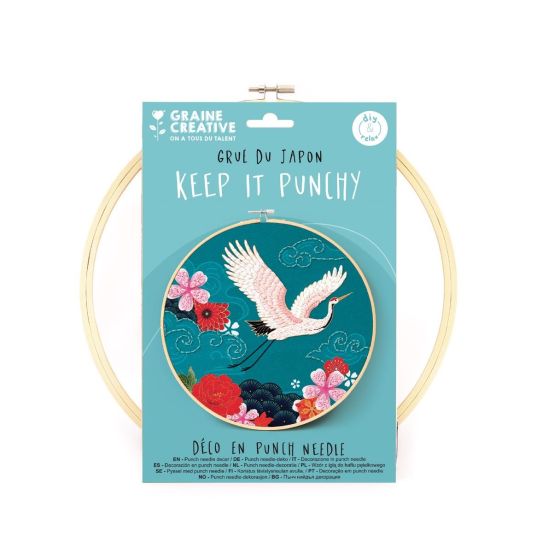 Kit deco punch needle « Keep it punchy » – Grue du Japon Ø 25 cm (Graine Créative)