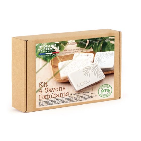 Kit DIY 4 Savons Exfoliants Noix de Coco – Graine Créative