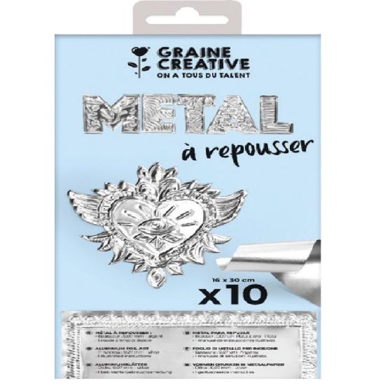 Kit métal à repousser Métal 16x30 cm 10 feuilles – Graine Créative