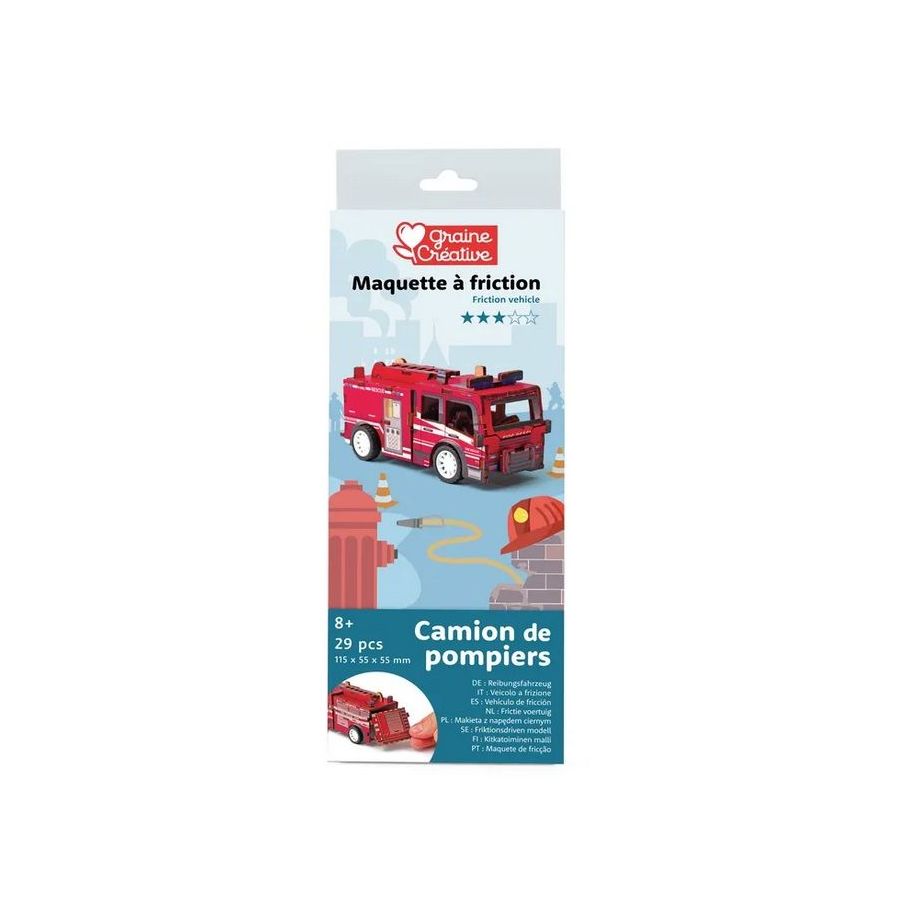 Maquette 3D bois «Camion de Pompier»