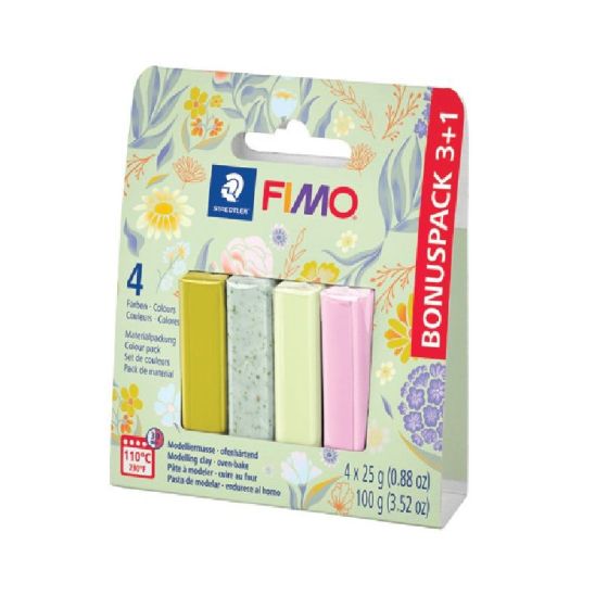 Assortiment «bonus», FIMO® Florales, 3 pains de 25 g, + 1 pain 25 g gratuit