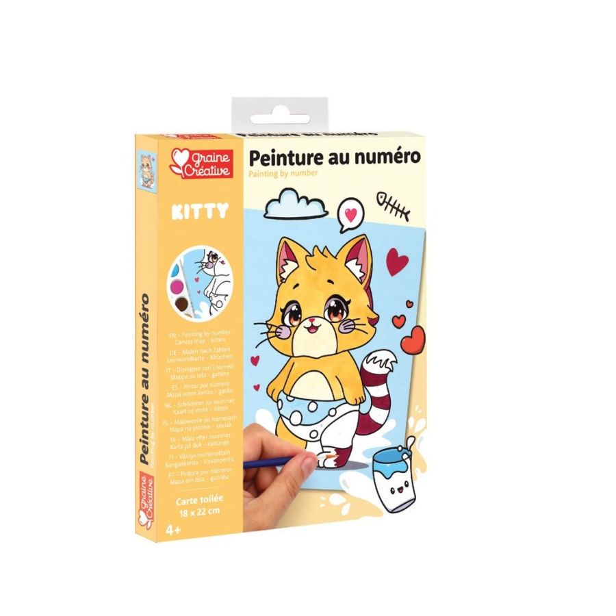 Peinture par Numéro 18x22 cm sur carton toilé – KITTY – Graine Créative