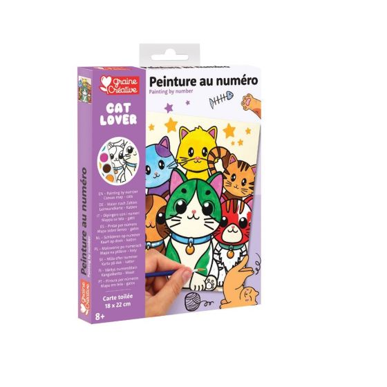 Peinture par Numéro 18x22 cm sur carton toilé – Cat Lover – Graine Créative