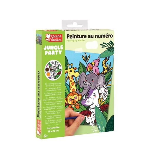 Peinture par Numéro 18x22 cm sur carton toilé – Jungle Party – Graine Créative