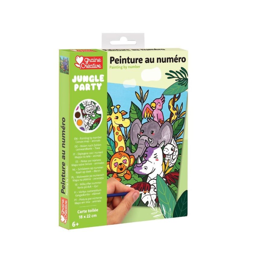 Peinture par Numéro 18x22 cm sur carton toilé – Jungle Party – Graine Créative