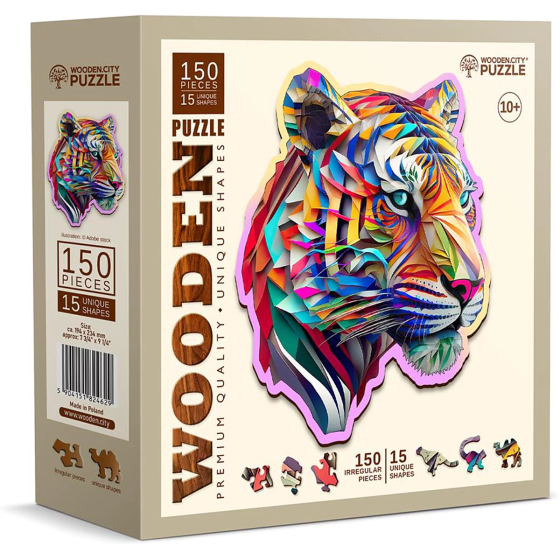 Puzzle en bois Tigre coloré 150 pcs