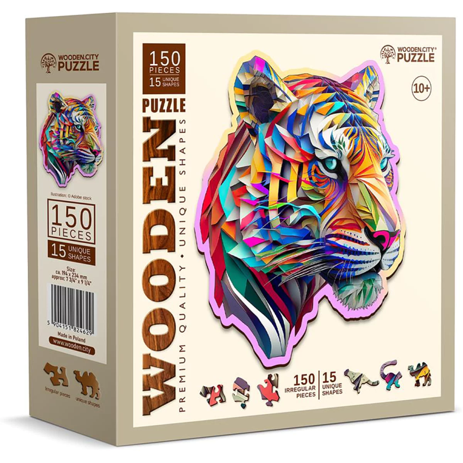 Puzzle en bois Tigre coloré 150 pcs