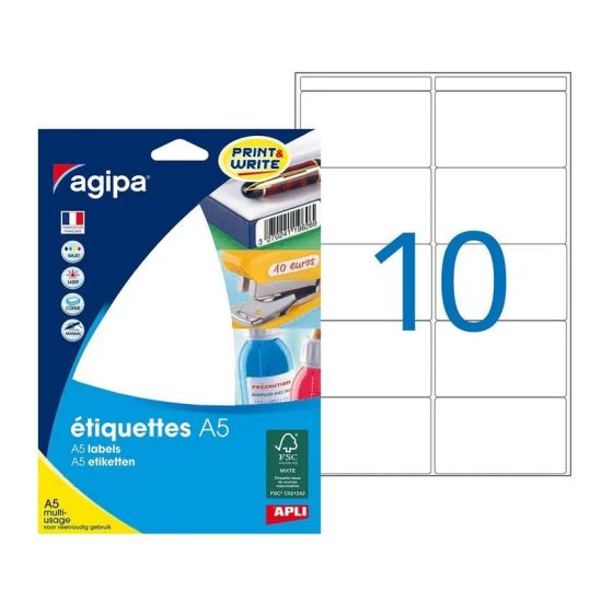 Pochette A5 de 160 étiquettes multi-usage 38,5x65mm par APLI
