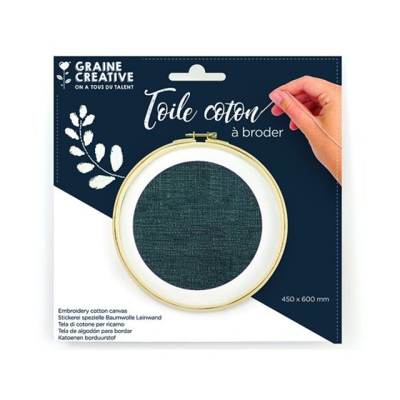 Coupon toile coton 45 x 60 cm - bleu minéral