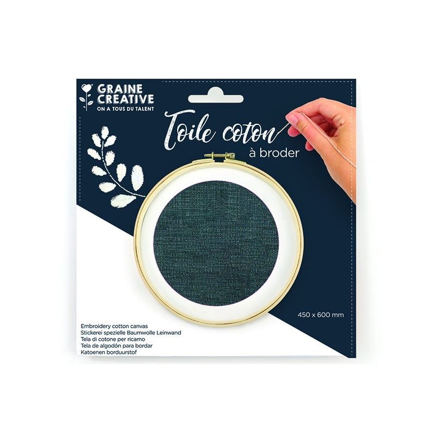 Coupon toile coton 45 x 60 cm - bleu minéral