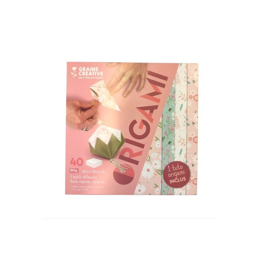 Pochette 40 feuilles Fleuri Pastel 20x20 - Graine Creative