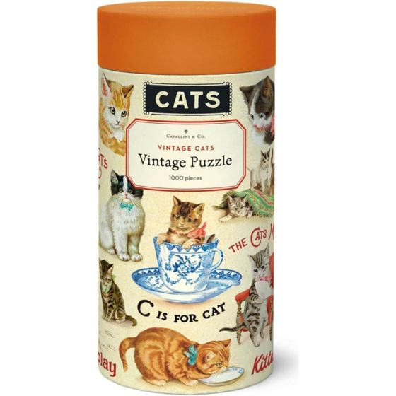 Puzzle Cavallini Chats vintage 1000 pièces – 50 x 70 cm – Boîte tube