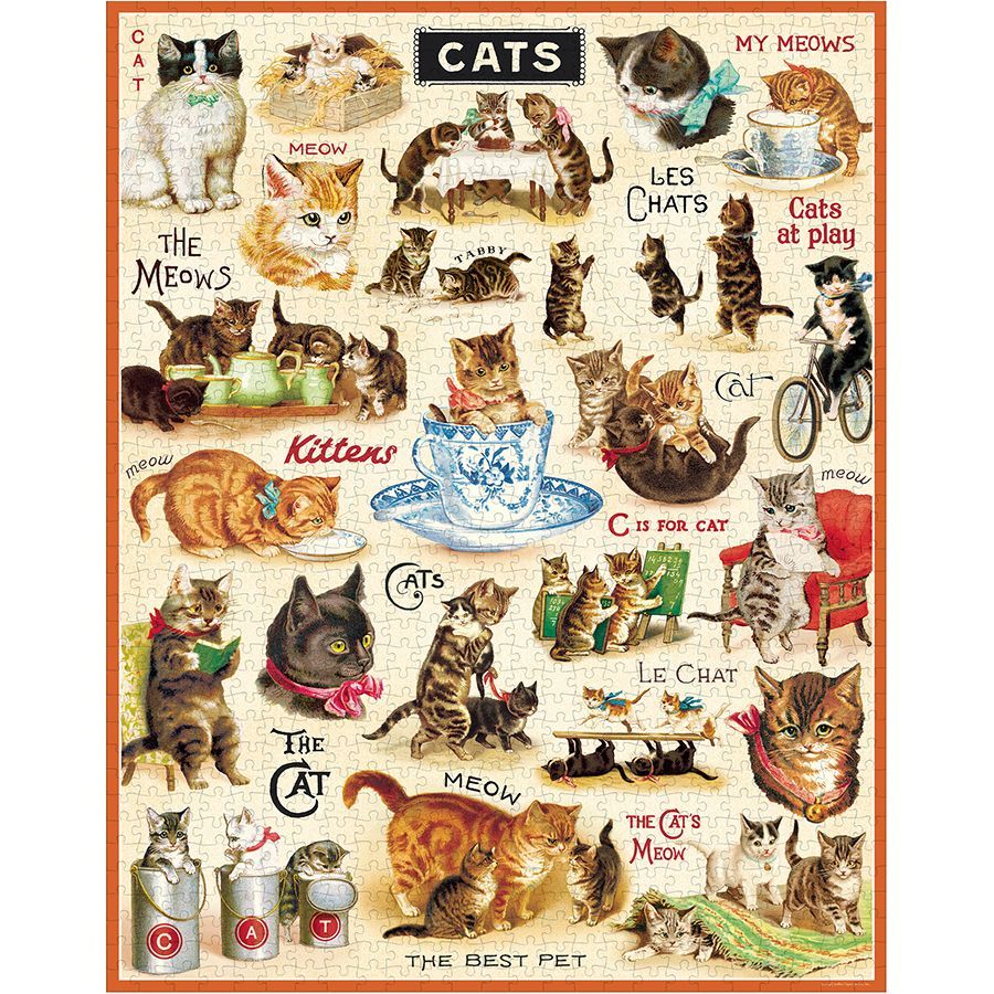 Puzzle Cavallini Chats vintage 1000 pièces | Art & Loisirs