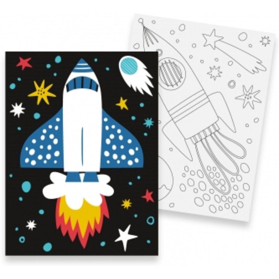 Peinture au numéro Fusée 2 cartes 18x24 cm