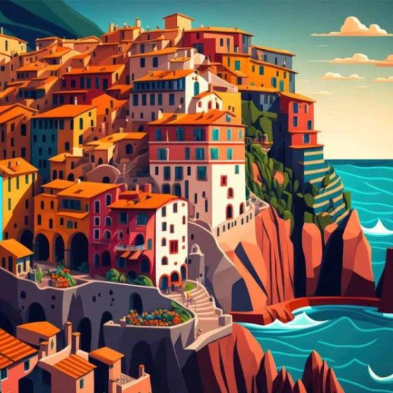 Peinture au numéro Cinque Terre 30x40 cm