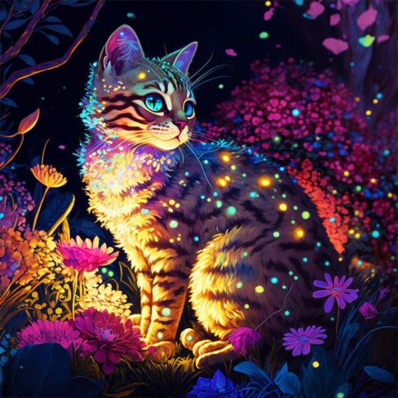 Kit de diamond painting - Modèle chat - 30x30cm