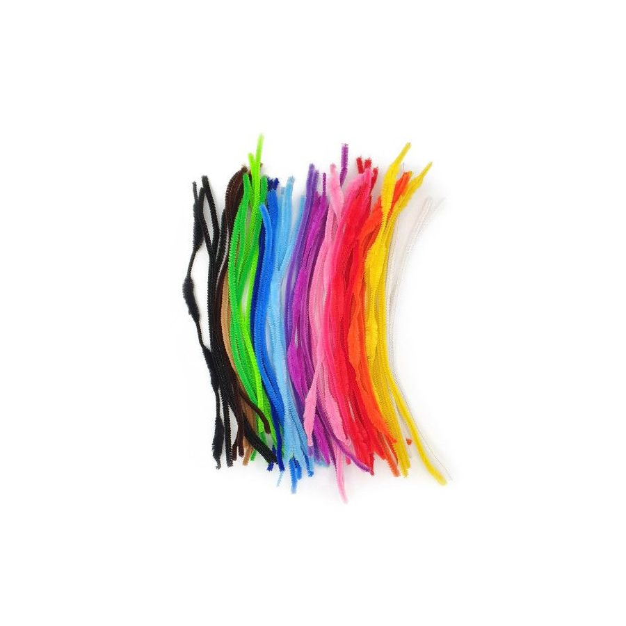 Sachet de 72 chenilles - Loisirs créatifs - 30 cm - Coloris assortis