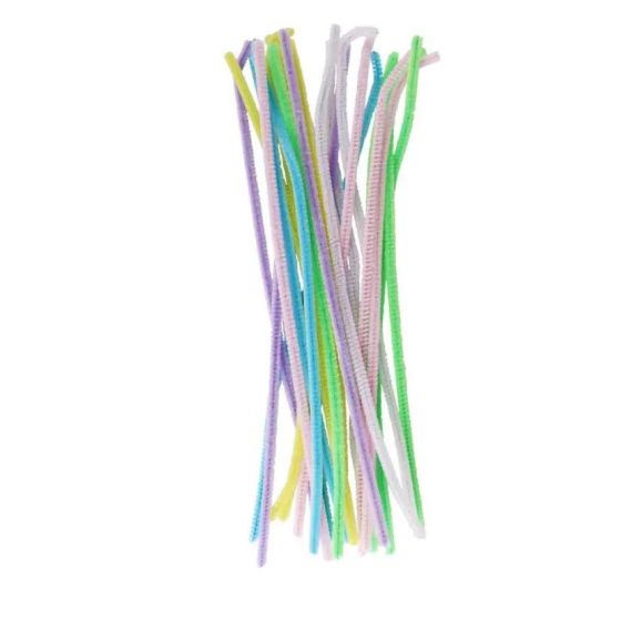 Chenilles Couleurs pastel 30 x 0, 5 cm Assortiment 24 pièces
