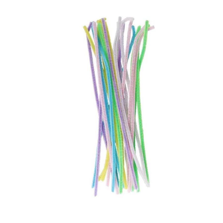 Chenilles Couleurs pastel 30 x 0, 5 cm Assortiment 24 pièces