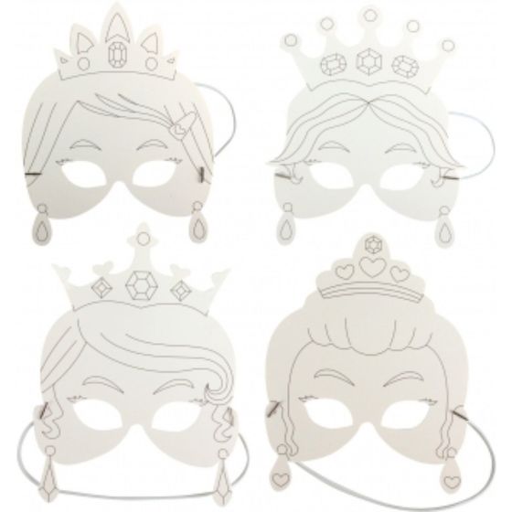 Masques enfant princesses carton blanc 17 x 35 cm x 4 pièces