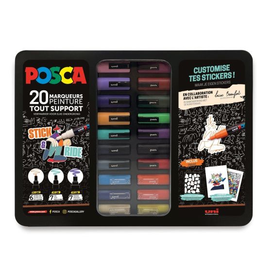 Malette metal 20 marqueurs Posca - Stick & Ride