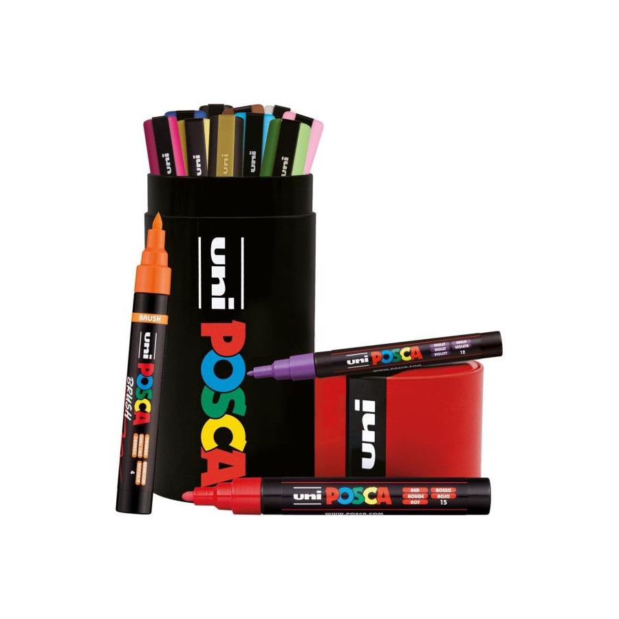 Tube métal Posca 13 feutres PC-3M PC-5M Brush