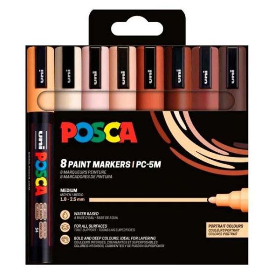 Feutres Posca PC-5M 8 couleurs tons portrait