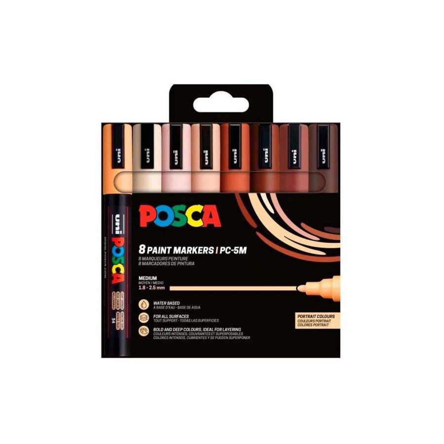 Feutres Posca PC-5M 8 couleurs tons portrait