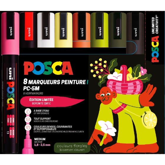 Feutres Posca PC-5M 8 couleurs tons florales